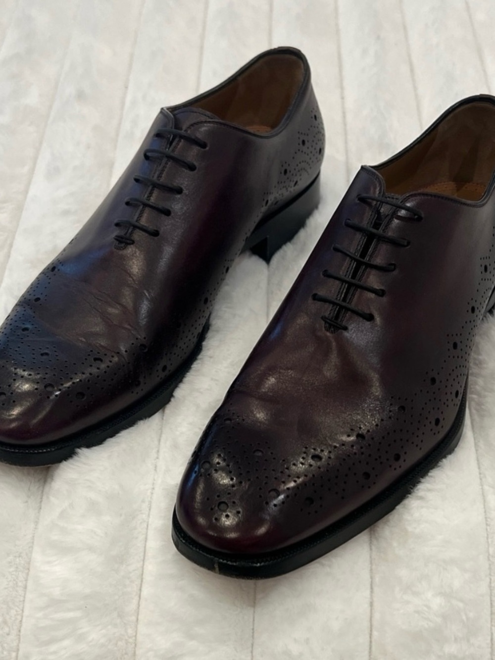 Christian Louboutin Dark Burgundy Leather Oxfords